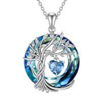 wholesale TOUPOP Tree Of Life Birthstone Necklaces For Women White Gold Plated 925 Sterling Silver Irish Celtic Tree Jewelry Austrian Crystal Necklace Birthday Anniversary Christmas Gifts For Women Her Wife -color_name:12-December-Topaz