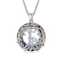 wholesale TOUPOP Christmas Gifts For Mom, Mothers And Daughter/son Necklace, 925 Sterling Silver Tree Of Life Crystal Jewelry Birthday Gifts For Women Mother Grandma Wife -color_name:C-Mother and 3 Child-Volcano Crystal