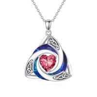 wholesale TOUPOP Celtic Birthstone Necklace For Women 925 Sterling Silver Trinity Knot Crystal Pendant Irish Jewelry Anniversary Birthday Gifts For Her Wife Girlfriend Mom Daughter -color_name:07-Jul. - Ruby