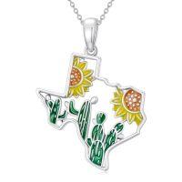 wholesale TOUPOP Texas Necklace 925 Sterling Silver Texas State Map Flag Pendant Hometown Bluebonnets Jewelry Tx Lover Christmas Gifts For Women -style_name:Sunflower