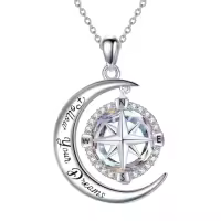 TOUPOP Sterling Silver Compass Urn Necklace For Women-style_name:E02-Purple