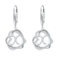 wholesale TOUPOP Gifts For Women Heart Initial Earrings 925 Sterling Silver Double Heart Dangle Earrings Birthday Jewelry Birthday Christmas Gifts For Her Wife Girlfriend -style_name:Initial X