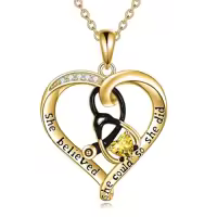 TOUPOP Sterling Silver Birthstone Stethoscope Necklace Gift For Nurse-style_name:11 Nov-Citrine-Yellow Gold Plated