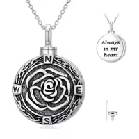 TOUPOP Sterling Silver Tree Of Life Urn Necklace For Ashes Memorial Keepsake Jewelry-style_name:6-Rose