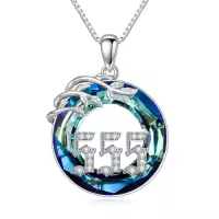 TOUPOP White Gold Plated 925 Sterling Silver Crystal Angel Number Necklace-style_name:555