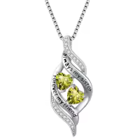 TOUPOP Sterling Silver Birthstone Infinity Necklace Always My Sister Forever My Friend-color_name:08-August-Peridot