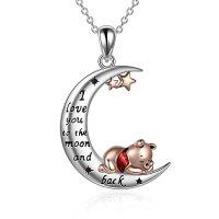 wholesale TOUPOP Bear Necklace Sterling Silver Moon Jewelry With I Love You To The Moon And Back Bear Gifts -style_name:1-Bear