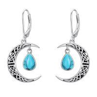 wholesale Celtic Moon Earrings 925 Sterling Silver Vintage Crescent Earrings Witch Jewelry Gifts For Women -color_name:Turquoise