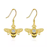 TOUPOP Sterling Silver Crystal Opal Cute Animal Dangle Earrings Gifts-color_name:Bee