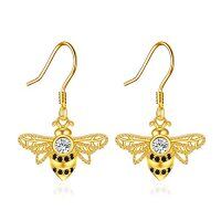 wholesale TOUPOP Cute Animal Dangle Earrings Animal Jewelry Birthday Christmas Gifts For Women Sterling Silver Crystal Opal Earrings -color_name:Bee