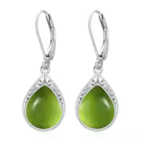 TOUPOP Sterling Silver Celtic Filigree Teardrop Leverback Earrings-color_name:Peridot