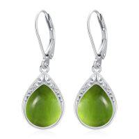 wholesale Teardrop Earrings For Women Celtic Filigree Drop Earrings Sterling Silver Leverback Jewelry Christmas Gifts For Women Mom -color_name:Peridot