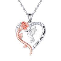 wholesale TOUPOP Christmas Gifts Cute Animal Necklace For Women 925 Sterling Silver Animal Jewelry Brithday Christmas Gift -style_name:Hummingbird
