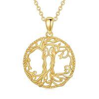 TOUPOP 14K Gold & Stone Tree Of Life Necklace For Women-style_name:tree of life