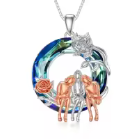 TOUPOP Sterling Silver Heart/Moon Pendant Always My Sister Forever My Friend-style_name:Crystal - 3