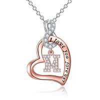 wholesale TOUPOP Christmas Gifts For Women Sterling Silver Initial Letter Necklaces For Women 14k Rose Gold Plated Heart Infinity Necklace I Love You Jewelry Birthday Gifts For Mom Daughter Wife -style_name:M