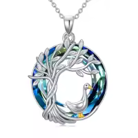 TOUPOP Sterling Silver Crystal Tree Of Life Chicken Duck Goose Necklace-style_name:1 Goose