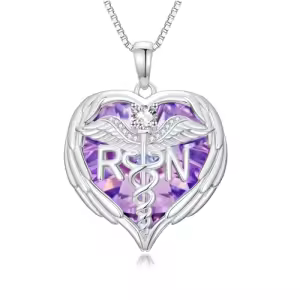 Heart Purple Crystal RN Necklace