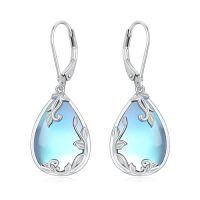 wholesale Filigree Gemstone Earrings 925 Sterling Silver Teardrop Dangle Drop Earrings Fine Jewelry Birthday Christmas Gifts For Women -color_name:Moonstone