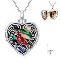 wholesale TOUPOP Heart Urn Locket Necklace For Ashes And Pictures 925 Sterling Silver Locket Cremation Jewelry With Abalone Shell Keepsake Memorial Gifts For Women（that Holds Pictures And Ashes） -style_name:Cardinal