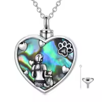 TOUPOP 925 Sterling Silver Stone Ash Necklace Pet Memorial Jewelry-style_name:7-Cat