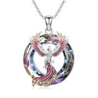 wholesale Phoenix Necklace S925 Sterling Silver Crystal Phoenix Pendant Necklace Jewelry Gifts For Women Her Mom -color_name:Purple