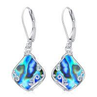 wholesale Filigree Teardrop Earrings 925 Sterling Silver Gemstone Leverback Earrings Jewelry Birthday Christmas Gifts For Women -color_name:A-Abalone Shell