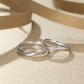 TOUPOP Sterling Silver Moissanite Twisted Two-tone Couples Wedding Rings Set-0-4