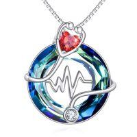 wholesale TOUPOP Nurse Gifts For Women Sterling Silver 12 Months Birthstone Stethoscope Pendant Necklace With Crystal Nurses Day Graduation Gifts Medical Jewelry For Doctor Nurse Medical Student -color_name:01-January-Garnet