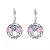 TOUPOP Sterling Silver Crystal Flamingo Earrings Palm Tree Jewelry Gifts-color_name:Two Flamingo Earrings-Purple Circle Crystal