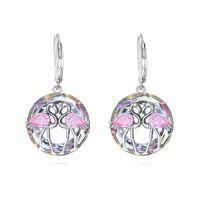 wholesale TOUPOP Flamingo Earrings 925 Sterling Silver Crystal Flamingo Gifts Palm Tree Flamingo Jewelry Birthday Valentines Day Gifts For Women Her -color_name:Two Flamingo Earrings-Purple Circle Crystal