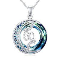 wholesale TOUPOP Birthday Gifts Moon Star Necklace 925 Sterling Silver Celtic Moon Jewelry Blue Crystal Christmas Gifts For Women Wife Mom Grandma -style_name:60th