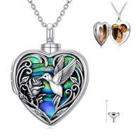 wholesale TOUPOP Heart Urn Locket Necklace For Ashes And Pictures 925 Sterling Silver Locket Cremation Jewelry With Abalone Shell Keepsake Memorial Gifts For Women（that Holds Pictures And Ashes） -style_name:Hummingbird