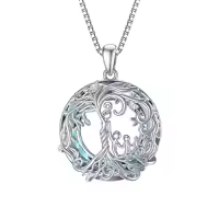 TOUPOP Sterling Silver Crystal Tree Of Life Necklace For Women-color_name:C-Mother and 3 Child-Purple Crystal