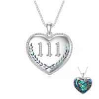 TOUPOP Sterling Silver Abalone Angel Number Necklace 000-999-style_name:111