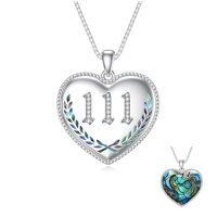 wholesale TOUPOP Christmas Gifts Number Necklace For Women 925 Sterling Silver Abalone Heart Angel Number Necklace Pendant 000 111 222 333 444 555 666 777 888 999 Numerology Jewelry Gifts For Women -style_name:111