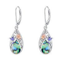 wholesale TOUPOP Filigree Abalone Shell Teardrop Earrings For Women 925 Sterling Silver Leverback Dangle Drop Earrings For Her Anniversary Chrsitmas Birthday Gifts -style_name:Hummingbird