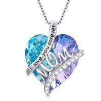 wholesale Mothers Day Gifts For Mom S925 Sterling Silver I Love You Forever Love Hear Mon Pendant Necklace With 12 Birthstone Jewelry Birthday Christmas Gifts For Women Grandma Mom Nana From Duaghter Son -color_name:02-Feb