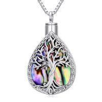 wholesale TOUPOP Cremation Jewelry For Ashes Locket Ashes Necklace Urn Necklace For Women Sterling Silver Cremation Necklace For Ashes Fine Keepsake Picture Necklace Memorial Jewelry -style_name:F01-Tree of Life Teardrop Urn Necklace(Abalone)