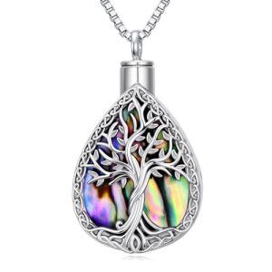 F01-Tree of Life Teardrop Urn Necklace(Abalone)