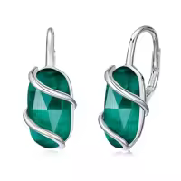 TOUPOP 925 Sterling Silver Gemstone Dainty Drop Earrings-color_name:Leveback-Emerald-May