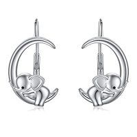 wholesale TOUPOP Moon Animals Leverback Earring For Women Sterling Silver Dangle Drop Hoop Earrings For Women Birthday Anniversary Christmas -style_name:05-Leverback-Elephant