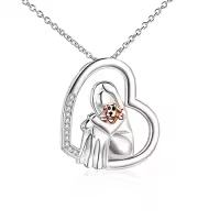 TOUPOP Sterling Silver Crystal Cat Lover Memorial Pendant Necklace Gift-color_name:Dog Lover Necklace