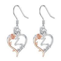 wholesale TOUPOP Rose Heart Initial Earrings 925 Sterling Silver Heart Butterfly Earrings Jewelry Anniversary Birthday Christmas Gifts For Women Her Girlfriend Wife -style_name:Initial Z