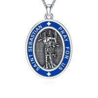 wholesale Saint Patron Necklace For Men Women 925 Sterling Silver Saint Pendant With Stainless Steel Chain St Medal Protection Necklace Catholic Religious Amulet Gifts For Him -style_name:J-St Sebatian Necklace C