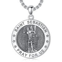 wholesale Saint Patron Necklace For Men Women 925 Sterling Silver Saint Pendant With Stainless Steel Chain St Medal Protection Necklace Catholic Religious Amulet Gifts For Him -style_name:J-St Sebatian Necklace A