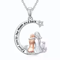 TOUPOP 925 Sterling Silver Sisters Necklace Pendant Jewelry Gift-style_name:1-Sister Necklace