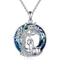 wholesale TOUPOP Tree Of Life Animal Necklace 925 Sterling Silver Crystal/abalone Shell Animal Pendant Jewelry Birthday Mothers Day Gifts For Women Mom Wife Her -style_name:1-Crystal-Alpaca