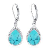 wholesale Teardrop Earrings For Women Celtic Filigree Drop Earrings Sterling Silver Leverback Jewelry Christmas Gifts For Women Mom -color_name:Turquoise