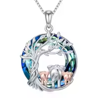 TOUPOP 925 Sterling Silver Tree Of Life Elephant Necklace For Mom Women-style_name:3 Elephants